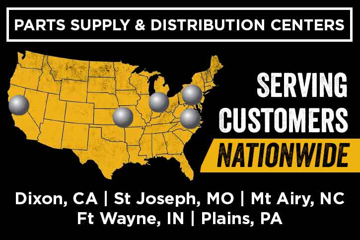 Illustated map shows Altec Warehouses located in Dixon, CA; St. Joseph, MO; Mt. Airy, NC; Ft. Wayne, IN; and Plains, PA.